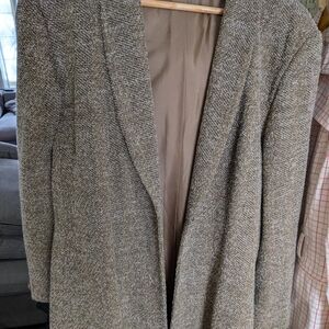 Vintage Italian Made Wool Blend Classic Brown Tweed Blazer